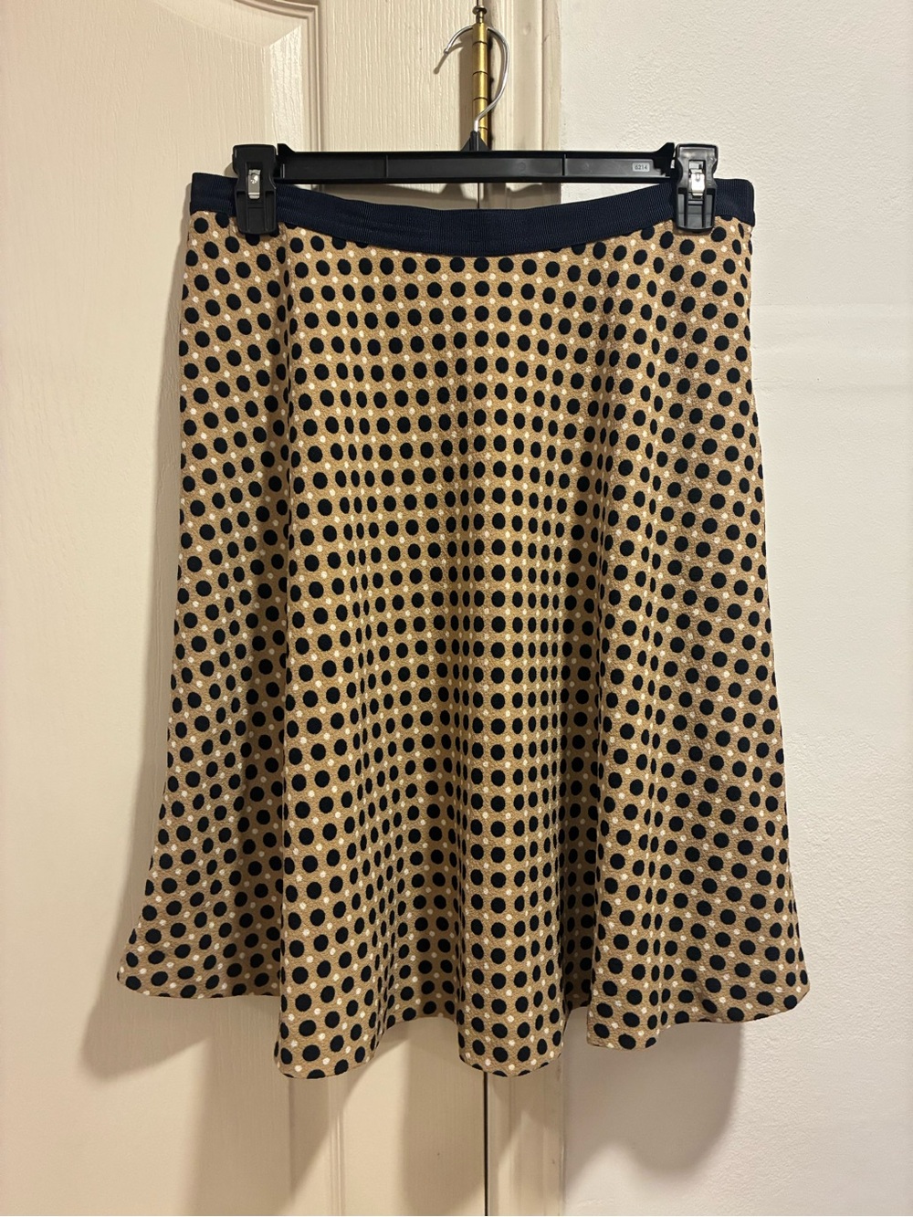 Ann Taylor Tan and Navy Polka Dot Skirt Size 14